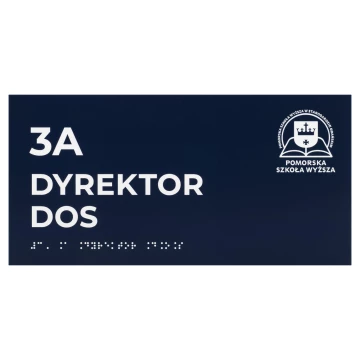 Granatowa tabliczka na drzwi z pismem Braille'a dla niewidomych - wym. 300x150mm - TAB702