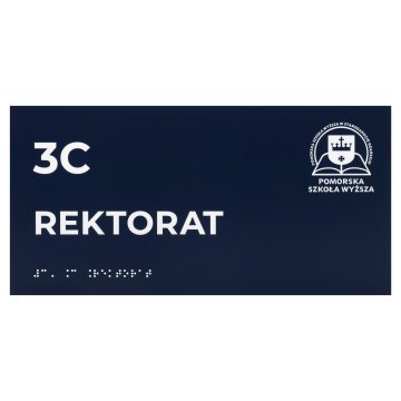 Granatowa tabliczka na drzwi z pismem Braille'a dla niewidomych - wym. 300x150mm - TAB703