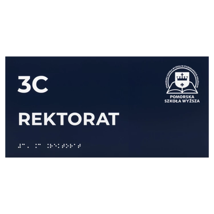 Granatowa tabliczka na drzwi z pismem Braille'a dla niewidomych - wym. 300x150mm - TAB703