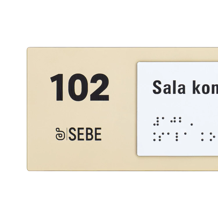 Tabliczka na drzwi z logo firmy i pismem Braille'a - wym. 200x84mm - TAB627