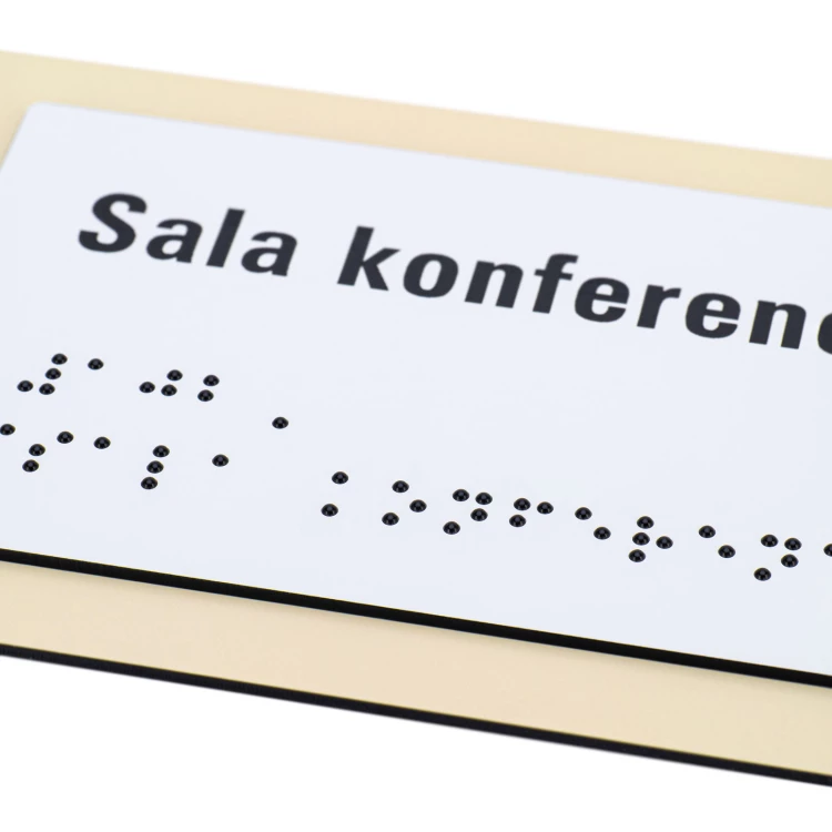 Tabliczka na drzwi z logo firmy i pismem Braille'a - wym. 200x84mm - TAB627