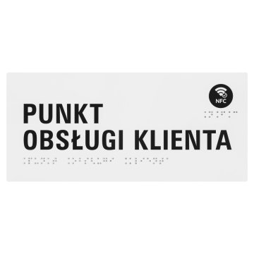 Punkt obsługi klienta - tabliczka z NFC i pismem Braille'a - biały akryl - wym. 220x110mm - TAB656