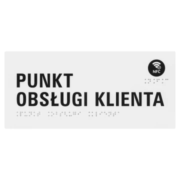 Punkt obsługi klienta - tabliczka z NFC i pismem Braille'a - biały akryl - wym. 220x110mm - TAB656