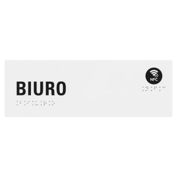 Biuro - tabliczka z NFC i pismem Braille'a - biały akryl - wym. 220x75mm - TAB657