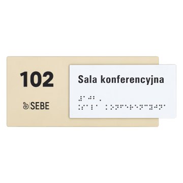 Tabliczka na drzwi z logo firmy i pismem Braille'a - wym. 200x84mm - TAB627