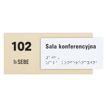 Tabliczka na drzwi z logo firmy i pismem Braille'a - wym. 200x84mm - TAB627