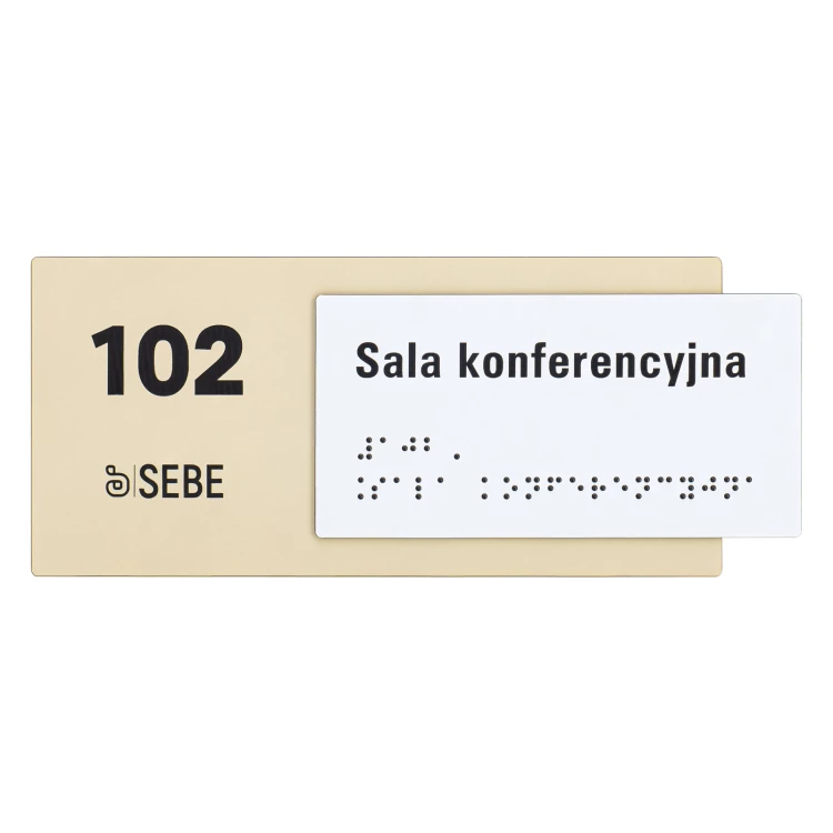 Tabliczka na drzwi z logo firmy i pismem Braille'a - wym. 200x84mm - TAB627