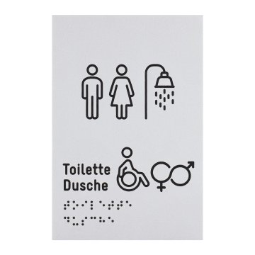 Tabliczka z piktogramami i pismem Braille'a - toaleta z prysznicem - wym. 100x150mm - TAB636