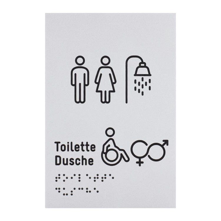 Tabliczka z piktogramami i pismem Braille'a - toaleta z prysznicem - wym. 100x150mm - TAB636