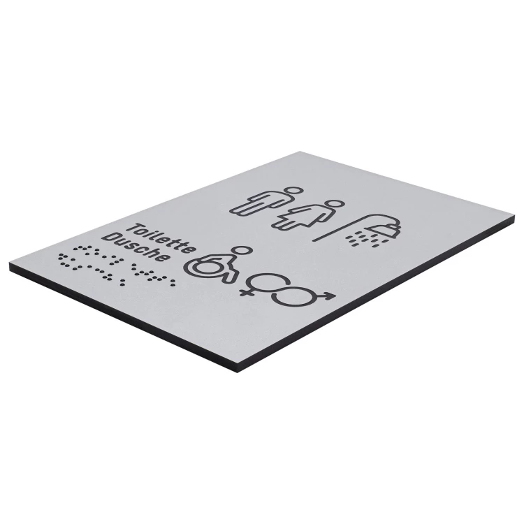 Tabliczka z piktogramami i pismem Braille'a - toaleta z prysznicem - wym. 100x150mm - TAB636