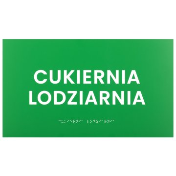 Tabliczka z pismem Braille'a - zielony laminat grawerski - wym. 350x200mm - TAB599