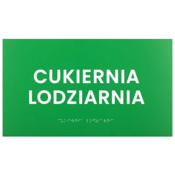 Tabliczka z pismem Braille'a - zielony laminat grawerski - wym. 350x200mm - TAB599
