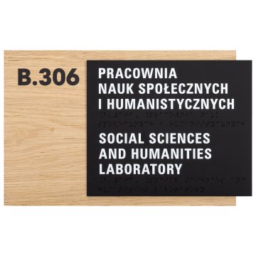 Tabliczka z pismem Braille'a - płyta fornirowana dąb - wym. 292x182mm - TAB622