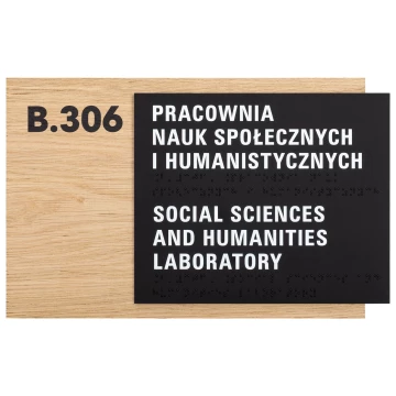 Tabliczka z pismem Braille'a - płyta fornirowana dąb - wym. 292x182mm - TAB622
