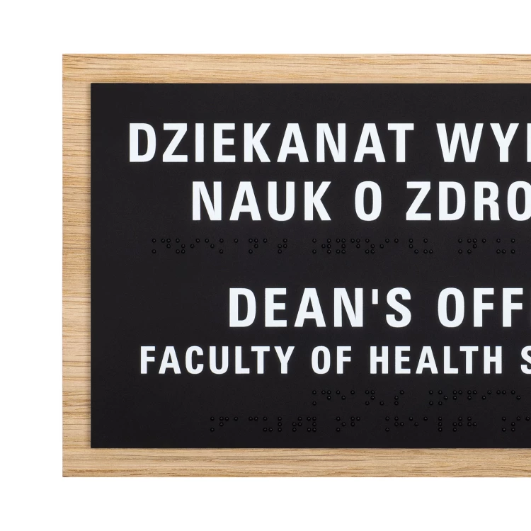 Tabliczka z pismem Braille'a - płyta fornirowana dąb - wym. 284x170mm - TAB615