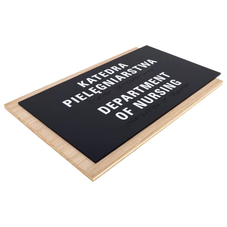 Tabliczka z pismem Braille'a - płyta fornirowana dąb - wym. 284x170mm - TAB616
