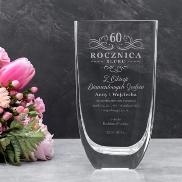 Wazon z grawerem - Flora - Diamentowa Rocznica Ślubu - WAZ006