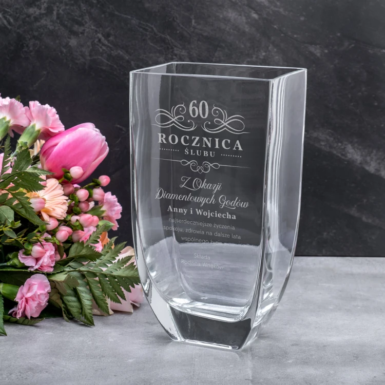 Wazon z grawerem - Flora - Diamentowa Rocznica Ślubu - WAZ006