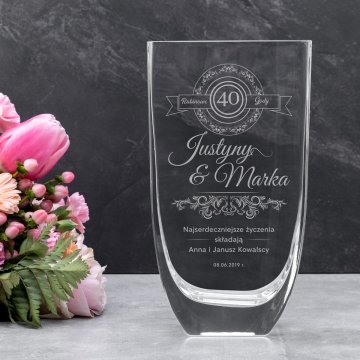 Wazon z grawerem - Flora - Rubinowa Rocznica Ślubu - WAZ012