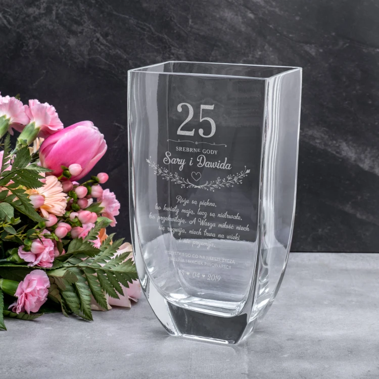 Wazon z grawerem - Flora - Srebrna Rocznica Ślubu - WAZ011