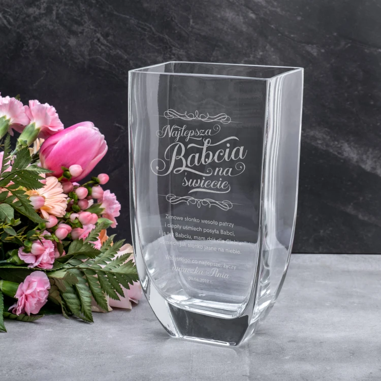 Wazon z grawerem - Flora - WAZ020 - Najlepsza babcia na świecie