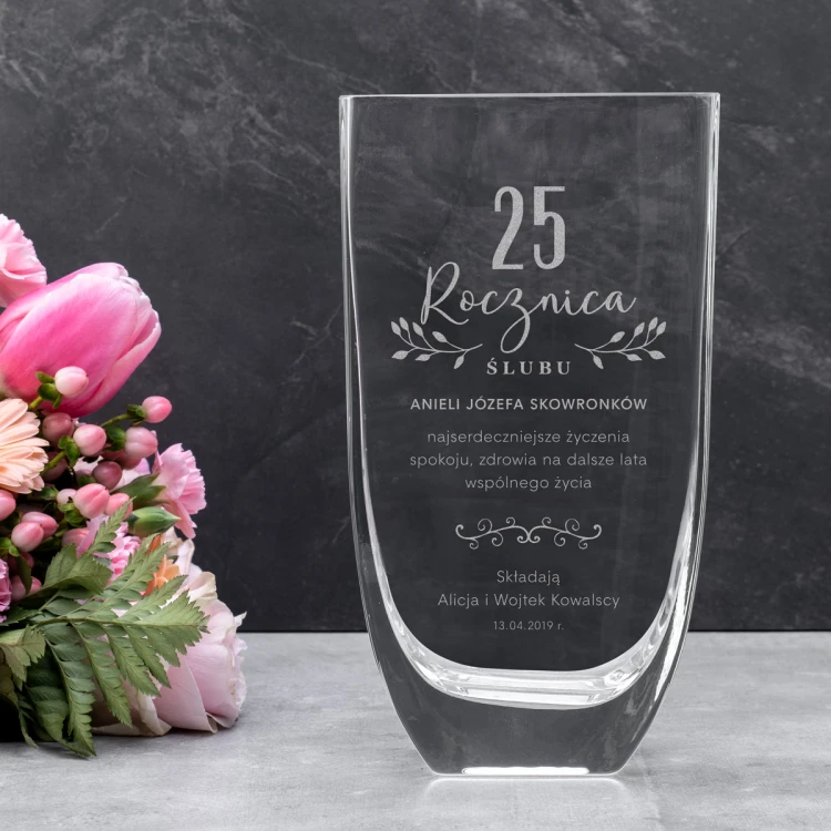 Wazon z grawerem - Flora - WAZ021 - Rocznica Ślubu