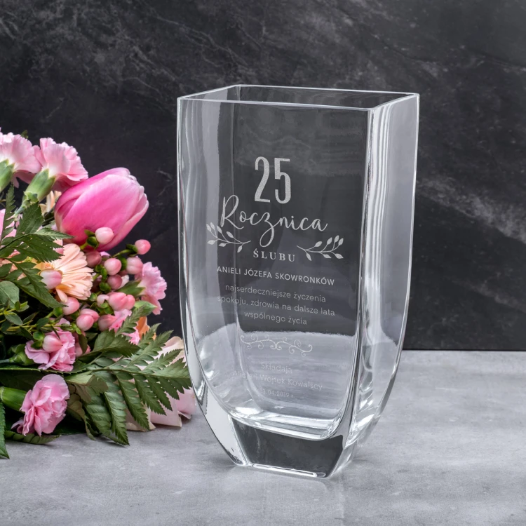 Wazon z grawerem - Flora - WAZ021 - Rocznica Ślubu
