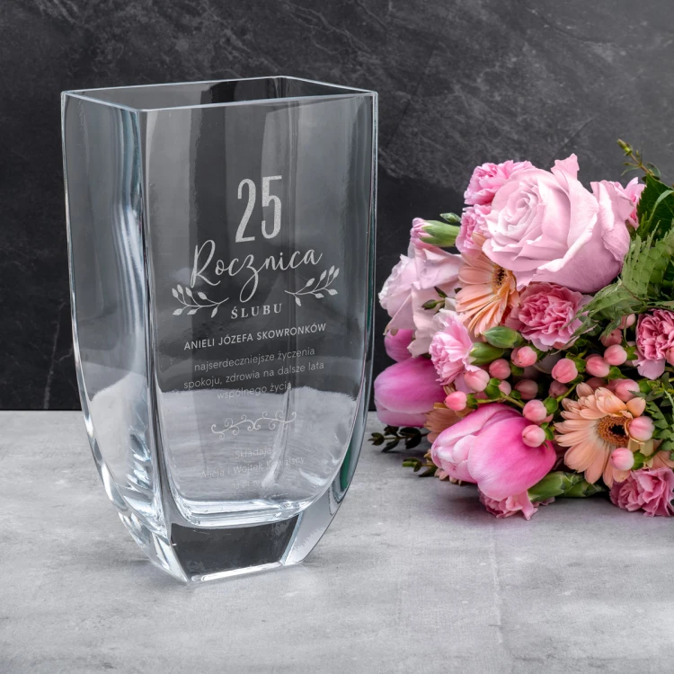 Wazon z grawerem - Flora - WAZ021 - Rocznica Ślubu