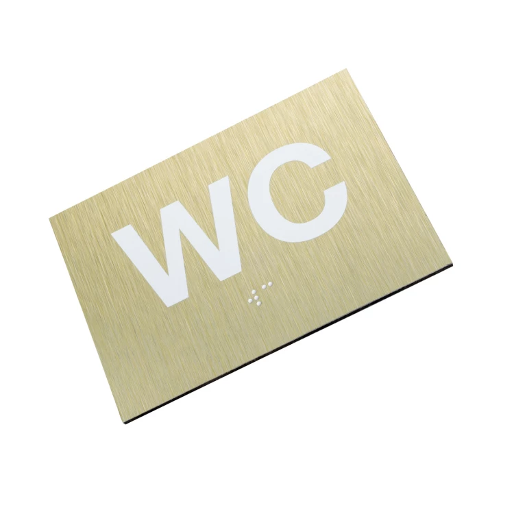 WC - tabliczka z pismem Braille'a - złoty dibond - wym. 115x80mm - TAB540