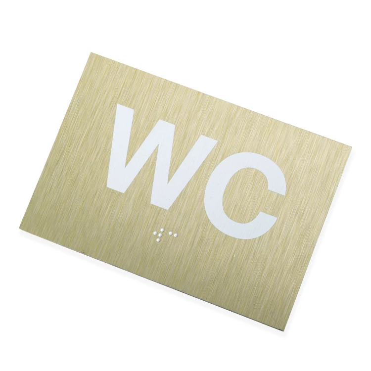 WC - tabliczka z pismem Braille'a - złoty dibond - wym. 115x80mm - TAB540