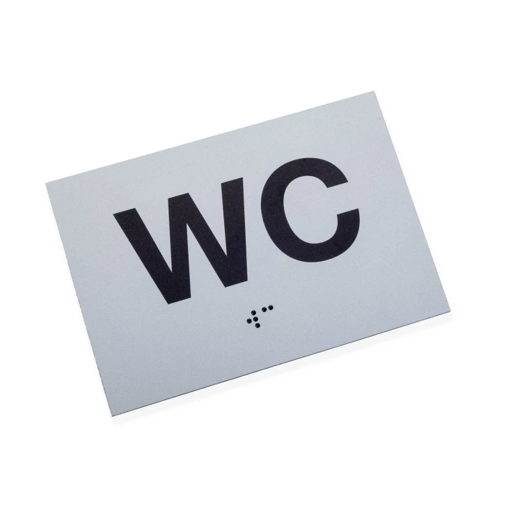 WC - tabliczka z pismem Braille'a - srebrny dibond mat - wym. 115x80mm - TAB541