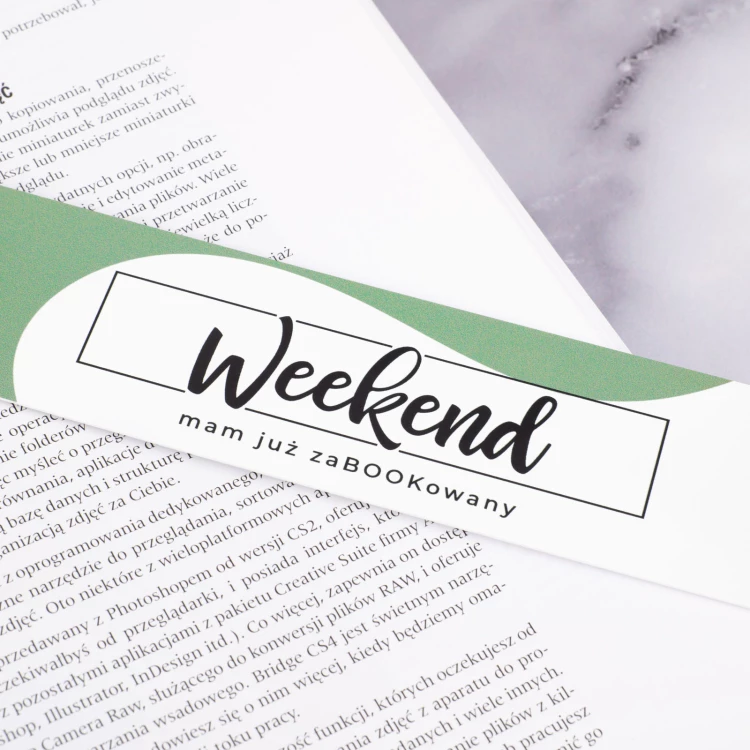 Weekend mam już zaBOOKowany - zakładka do książki z Twoim logo - zestaw 100 sztuk - ZAK030