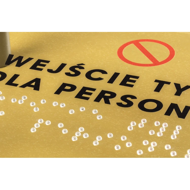 Wejście tylko dla personelu - tabliczka z plexi z alfabetem Braille'a na dystansach - wym. 160x100mm - TAB262
