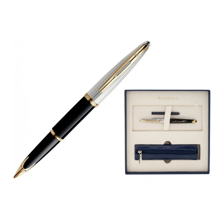 Wieczne Pióro WATERMAN Carene Deluxe Czarny GT zestaw z piórnikiem - WAT036
