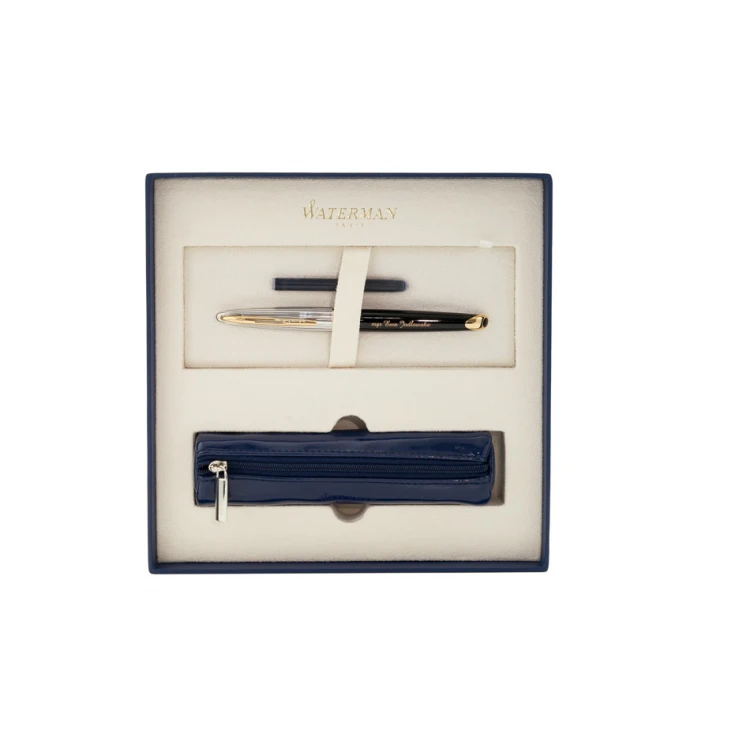 Wieczne Pióro WATERMAN Carene Deluxe Czarny GT zestaw z piórnikiem - WAT036