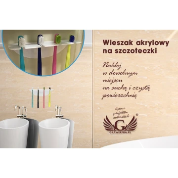 Wieszak na cztery szczoteczki do zębów - biały akryl - ST024