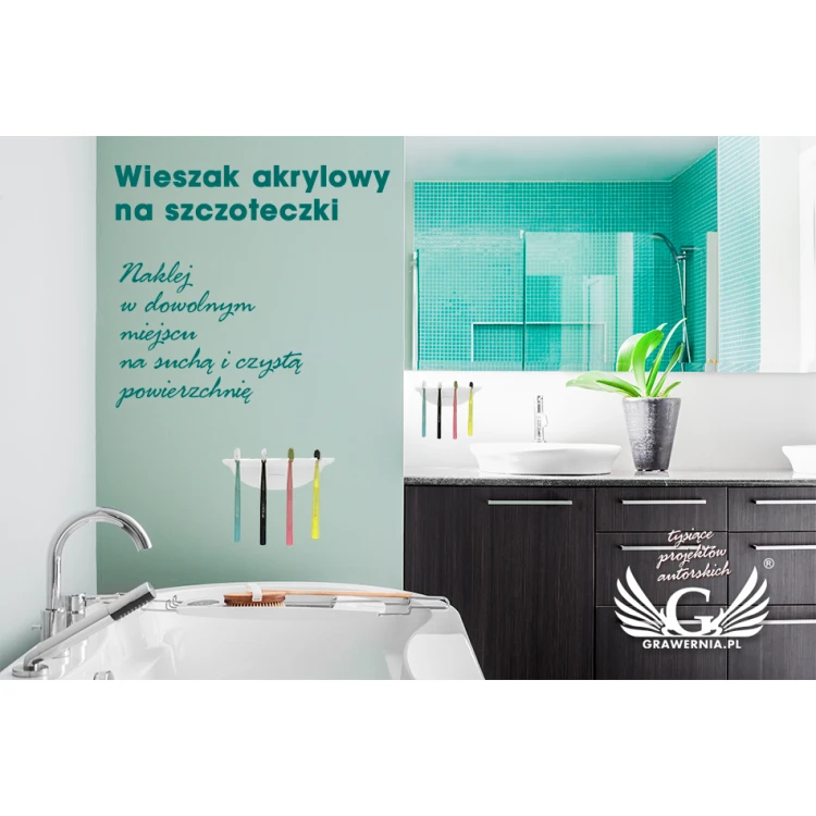 Wieszak na cztery szczoteczki do zębów - biały akryl - ST024