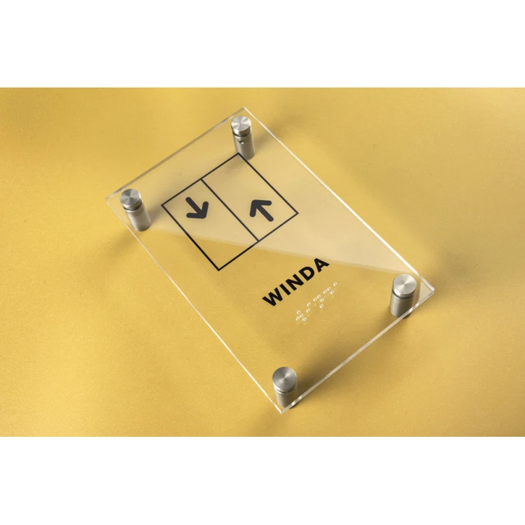 Winda - tabliczka z plexi z alfabetem Braille'a na dystansach - wym. 100x160mm - TAB261