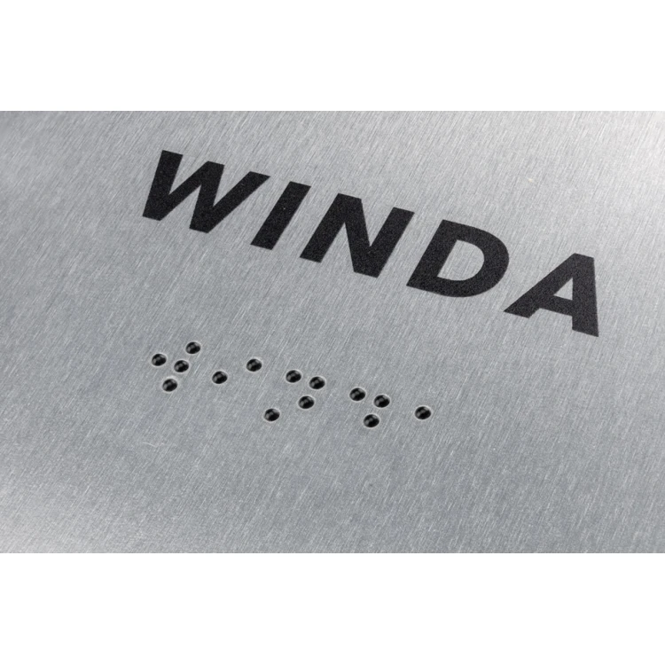 Winda - tabliczka ze srebrnego dibondu z pismem Braille'a - wym. 100x160mm - TAB283