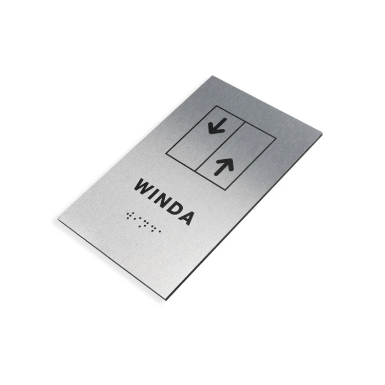 Winda - tabliczka ze srebrnego dibondu z pismem Braille'a - wym. 100x160mm - TAB283