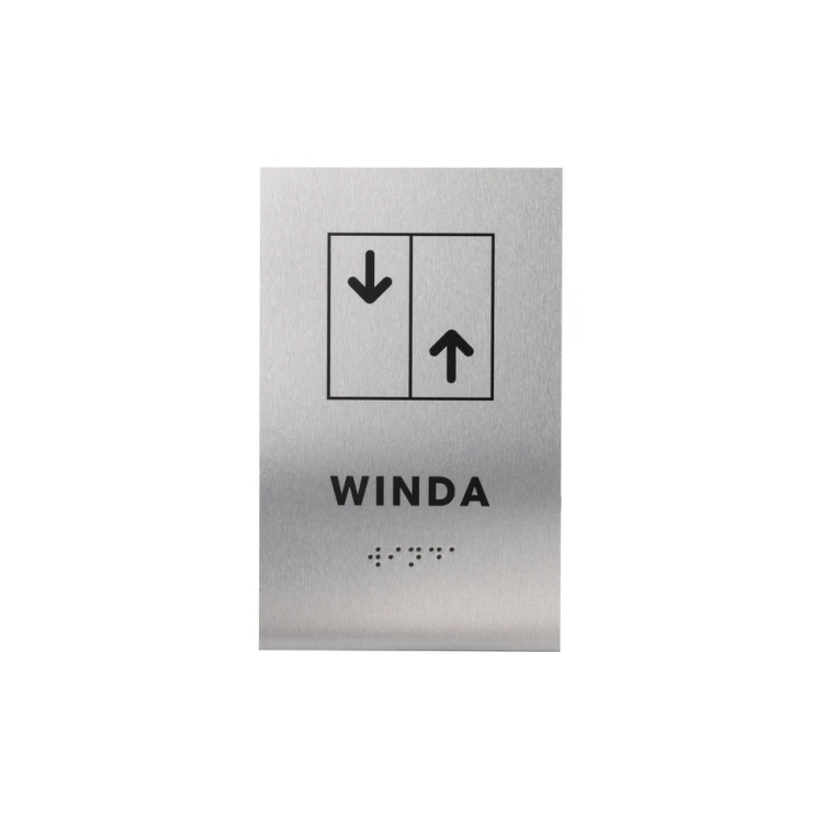 Winda - tabliczka ze srebrnego dibondu z pismem Braille'a - wym. 100x160mm - TAB283