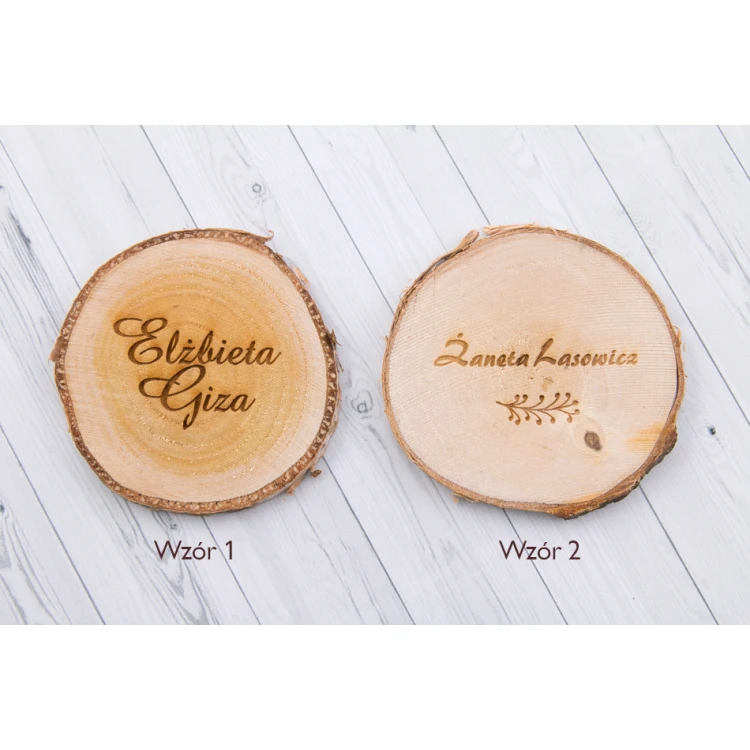 Winietki ślubne - plaster brzozy - grawerowane laserem - WIN003