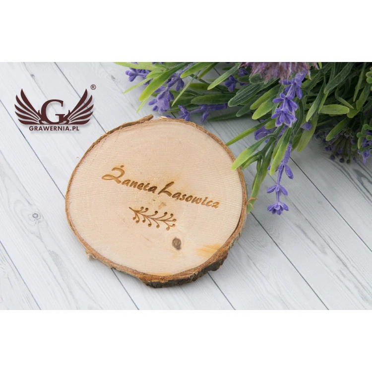 Winietki ślubne - plaster brzozy - grawerowane laserem - WIN003