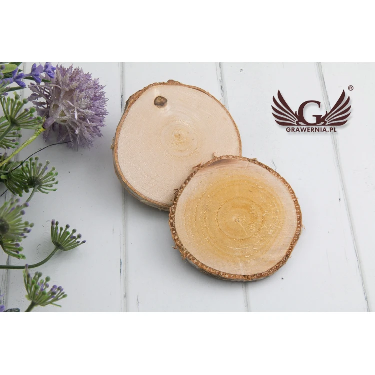 Winietki ślubne - plaster brzozy - grawerowane laserem - WIN003