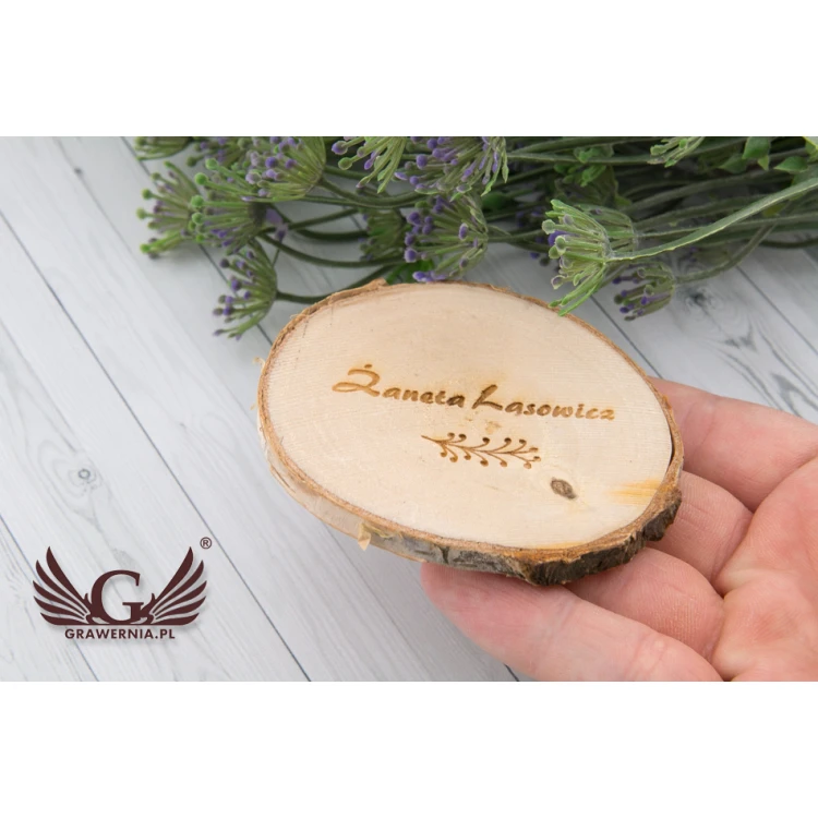 Winietki ślubne - plaster brzozy - grawerowane laserem - WIN003
