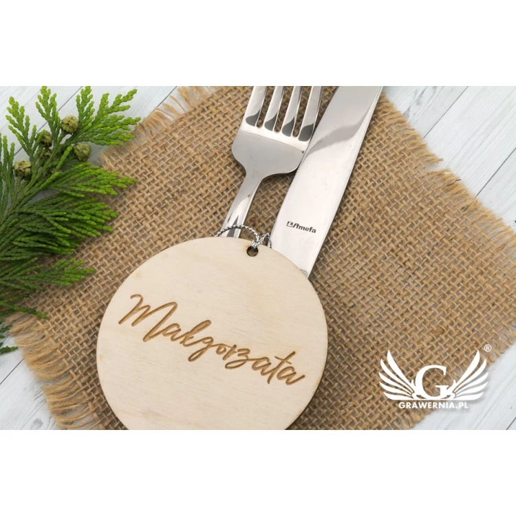 Winietki ślubne z naturalnego drewna grawerowane laserem - WIN004