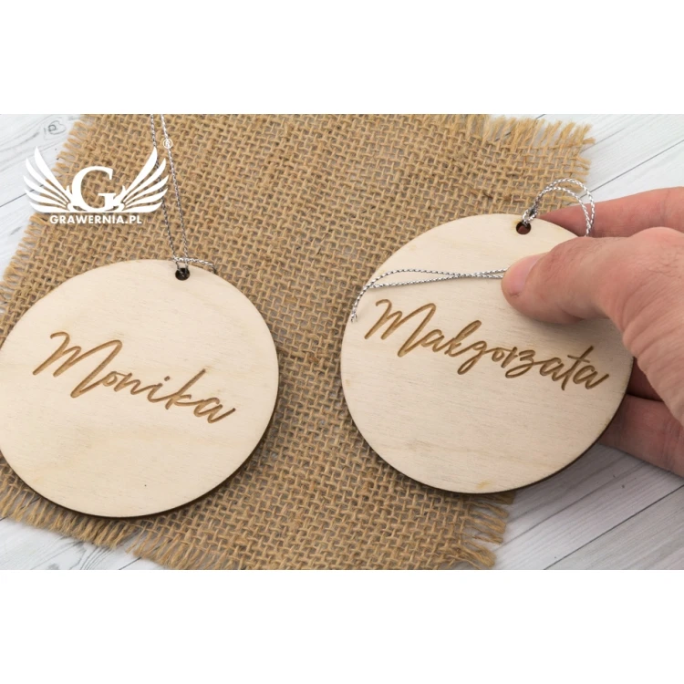 Winietki ślubne z naturalnego drewna grawerowane laserem - WIN004