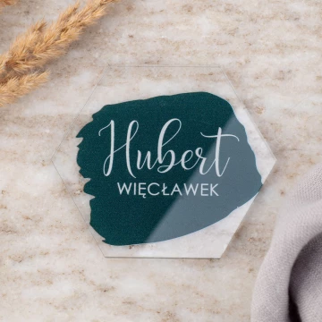 Winietki ślubne z transparentnej plexi z nadrukiem UV - WIN016