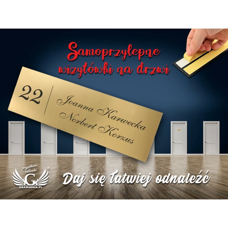 Wizytówka na drzwi z dwoma nazwiskami