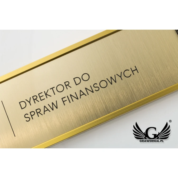 Wizytówka na drzwi z grawerowaną tabliczką - złota ramka - WND002